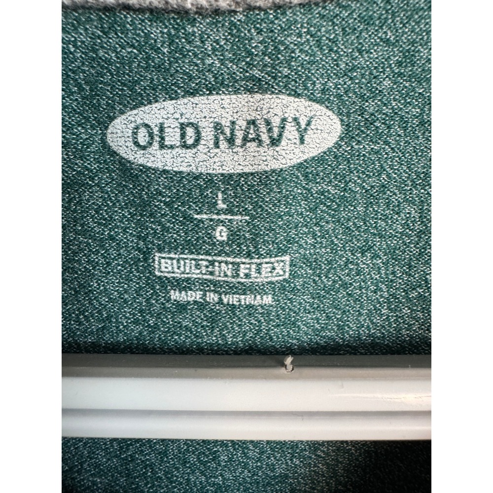 Old Navy Mens Green Heathered Core Polo L Casual Classic Preppy Stretch - Picture 2 of 11